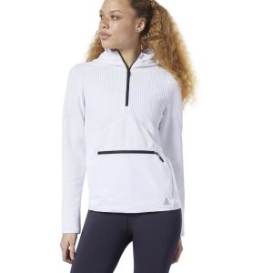 Bluza Z Kapturem Damskie Reebok Thermowarm Deltapeak Control Białe PL 03MLCRN